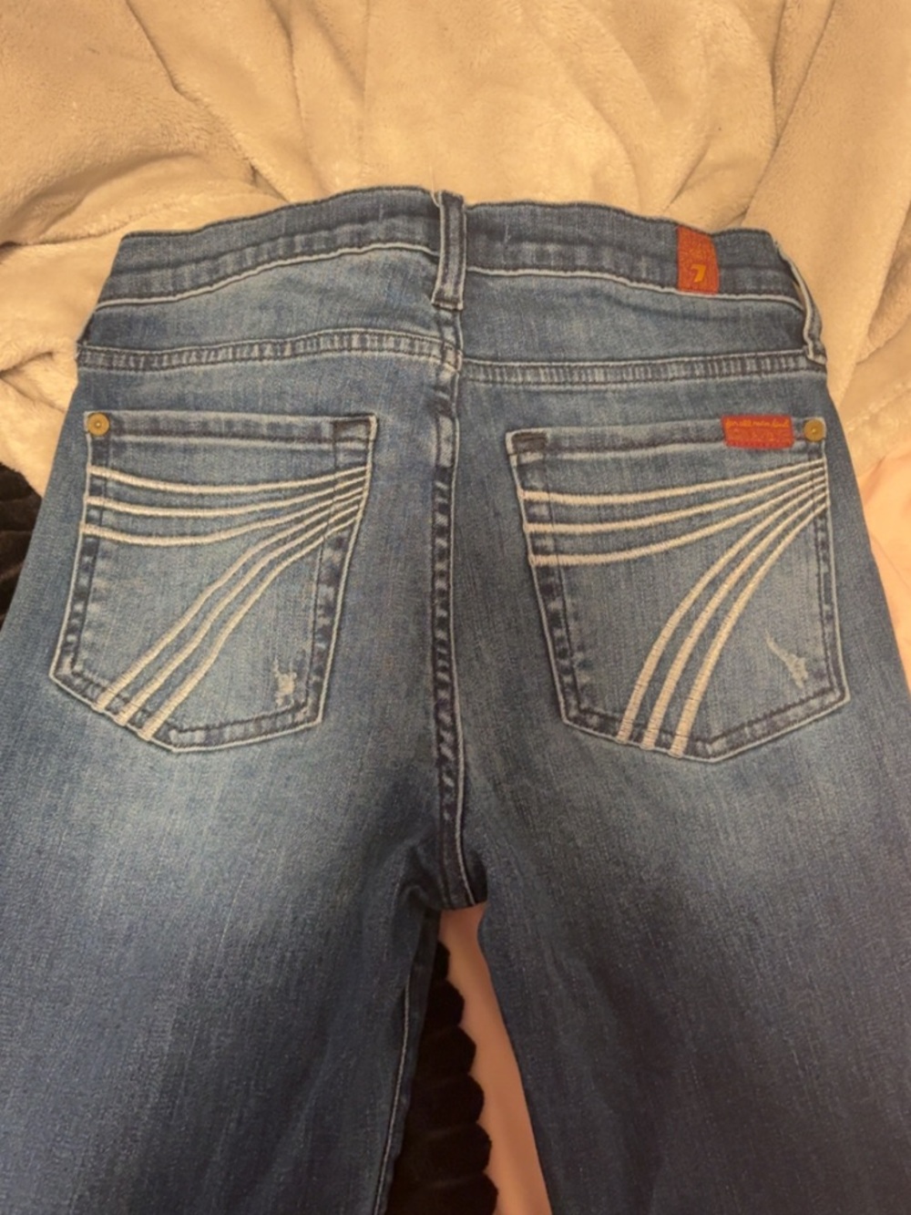 7 For All Mankind Medium Blue Flare Jeans - Picture 3 of 5